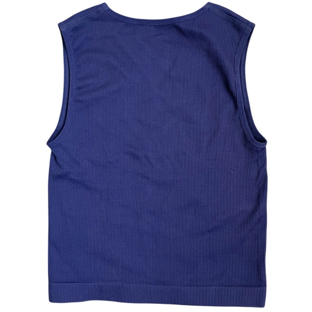 Blue Sleeveless Ribbed Top - Picture 2 of 3